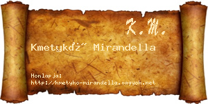 Kmetykó Mirandella névjegykártya